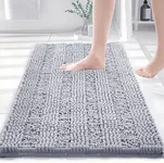 DAWNDIOR Gray Chenille Bathroom Rugs Bath Mats for Bathroom Non Slip Absorbent Washable Quick Dry Thick Microfiber Luxury Gray Bath Rugs for Tub Floor Rubber Backing(20’’x32’’)