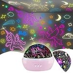 Night Light Kids,Star Night Light Projector 2 in 1 Unicorn Toys for Girls 3-8 Year Old Boys, Glow in the Dark Stars Unicorn Lamp&Lights,Kids Girls Room Decor Christmas Birthday Gifts for 2-9 Year Old