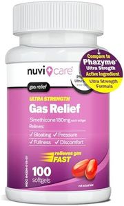 NUVICARE Ultra Strength Gas Relief - Simethicone 180mg Softgels - Anti Gas and Bloating Relief - Compare to The Active Ingredient in Phazyme Anti Gas Pills - Stomach Gas Relief for Adults (100 Count)