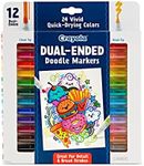 Crayola Design & Draw 12ct Dual Ended Markers & Brush Tip, Thick and Thin Lines, Two Markers in One, 24 Colors in Total, Perfect for Creative Lettering