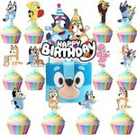 13PCS Blue Dog Cake Cupcake Topper 