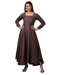 Elleora Designer Square Neck fit and Flare Gown (Large, Dusty Wine)