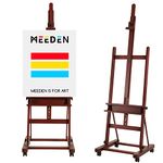MEEDEN Large H Frame Easel: Professional Heavy Duty Easel for Painting - Adjustable Wood Easel 75" to 146"H, Hold Canvas up to 93" with 4 Wheels & Storage Tray