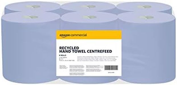 AmazonCommercial Toallas Papel Secamanos, 2 Capas Rollo Centrefeed Reciclado, 6 Rollos (1 paquete), 450 Hojas por Rollo, Tamaño de la Hoja: 30 cm x 20 cm