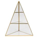 generic Glass Pyramid Jewelry Organizer 3- Tier Jewelry Stand Holder Geometric Jewelry Display Tower Rack Clear Trinket Box for Storage Earring Necklace Accessories Golden