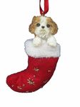 Shih Tzu Fabric Christmas Stocking Ornament with Santa's Little Pals Hand Painted and Stitched Detail