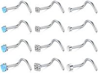 Anicina 18g 20g 22g Nose Rings Studs for Women Mens Nose Rings Hoops Surgical Steel Real Stud Nose Rings L Shaped Corkscrew Bone Nose Piercing Stud Jewelry Hypoallergenic 1.5mm 2mm 2.5mm 3mm, Metal