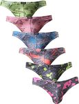 iKingsky Men's Camouflage Thong Underwear Sexy Low Rise T-Back Under Panties (Medium, 6 Pack)