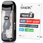 Official SMOK Nord 2, 0.69' OLED Screen, Upgraded 1500mAh 2ml E Cigarettes Vape Starter Kit, Supports RPM and Nord Pod, Refillable System, Vaping Ecigarette, Ecig No Nicotine - Black Stabilizing Wood