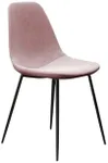 Inmod Sigfred Velvet Side Chair, Set of 2, Blush Velvet Dining Chairs, Modern Comfy Side Chair, Velvet Side Chair, Mid-Century Modern Dining Chairs