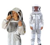 OZ ARMOUR Three Layer Mesh Ventilated Beekeeping Suit, Beekeeper Suit with Fencing & Round Brim Hat, Comfortable, Sting proof Anti Wasp Suit (X-Small)