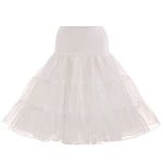 SSDH 50s Petticoat Skirt Rockabilly Dress Crinoline Underskirts for Women (White, L)