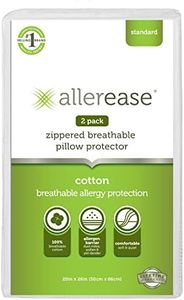 AllerEase Cotton Allergy Protection Pillow Protector, Set of 2