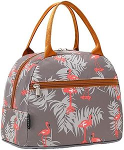 FlowFly Insulated Reusable Lunch Bag Adult Large Lunch Box Lunch Tote for Women and Men,With Front Pocket, Tropical