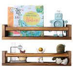 DUICIRX Nursery Room Shelves Set of 2, Wood Floating Book Shelves for Kids Room, Baby Book Shelf for Nursery, Kitchen Spice Rack (Dark Brown- 2 Pack)