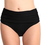 Arelaxi Womans High Waisted Bikini Bottom Summer Beach Swimsuit Tummy Control Stretch Ruched Swim Bottom Black l