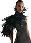 UQJE Gothic Natural Feather Cape Shawl Shoulder Wrap Collar Halloween Costumes for Women