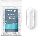 Purecaps USA - Size 0 Empty Clear Gelatin Pill Capsules - Fast Dissolving and Easily Digestible - Preservative Free with Natural Ingredients - (5,000 Separated Capsules)