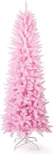 Artificial Christmas Trees, Collapsible Pink Pencil Tree with 800 Tips Metal Stand, Suitable for Home Corner, Apartment, Entryway, 6 FT