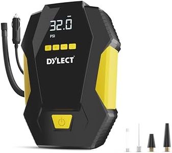 DYLECT Digital Tyre Inflator for Car, 12V DC, 22mm Cylinder, Upto 150 PSI, Portable Air Compressor Pump with LED Light, Auto Shut-Off, Sleek and Portable, Copper Winding, Fast Inflation, Carry Bag