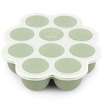 Silicone Baby Food Freezer Tray with Clip-on Lid - 60 ml x 10 Pods Baby Food Silicone Freezer Molds, Breast Milk Freezer Tray, Dishwasher, Microwave, BPA-Free Baby Food Storage Tray (Sage)