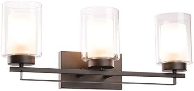 XiNBEi Lighting Wall Light 3 Light Bathroom Vanity Lighting with Dual Glass Shade in Dark Bronze Indoor Wall Mount Light XB-W1195-3-DB