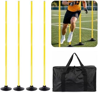 CTYYPYUYU Soccer Agility Training Poles, 5 FT Adjustable Speed and Agility Training Equipment, Rubber Bases, 4 Pack (Yellow)
