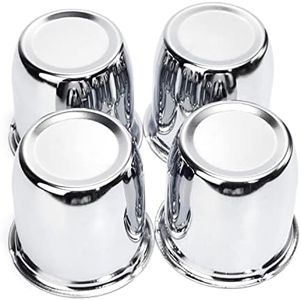 RTRHINOTUNING 2.80" Hub 2.91" H Push Through Center Caps Chrome for Trailers Trucks Wheel Rims 4 PACK