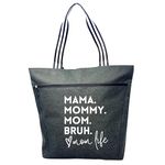 Brooke & Jess Designs Mommy Bag for Hospital - Mama Bear Mom Tote Bag - Mom Bags for Women, Maternity Bags for Expecting Mamas, Gifts for Mom (Mama Mommy Mom Bruh Lexie Black), Mama Mommy Mom Bruh