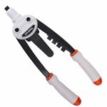 BUILDSKILL 13 Inch Heavy Duty Rivet Gun with 5 Interchangeable Nozzles | TPR Soft Grip | Tool-Free Nozzle Change | Manual Double Handed Operation - Durable Riveting Machine for Metal, Automotive & DIY