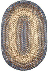 Super Area Rugs Oval 2X3 Blue/Cream Braided Rug Hartford Primitive Decor Rug - Indoor Outdoor - 2' X 3' Braided Rug Entryway Rug - Doorway Rug