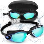 BEZZEE PRO Swimming Goggles - UV Protection & Anti Fog Swim Goggles with Storage Case - No Leaking & Adjustable Silicone Strap for Adults, Men, Women and Youth - Soft Nose Bridge - For All Swimmers