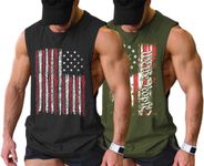 COOFANDY Mens USA Flag Tank Top Bodybuilding Tanktops 2 Pack Workout Sports Cut Off Tank Top Shirts