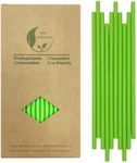Spring Green Paper Drinking Straws - 100% Disposable Green Paper Drinking Straws for Cake Pop Sticks DIY Crafts Party Supplies - 19.7 cm / 7.75 in, Box of 100