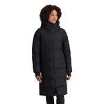 Outdoor Research Women's Coze Down Parka - Hooded, Extra-Long Goose Down Jacket, Solid Black, XX-Large