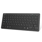 Ewin Keyboard, Wireless, Bluetooth, Small Keyboard, JIS Standard, Japanese Layout, iOS Android, Windows, Mac, Compatible with Multiple Systems, iPhone, iPad, PC, Smartphone, Tablet, 3 Devices Freely, Lightweight, Ultra Thin, Japanese Instruction Manual (English Language Not Guaranteed), Black