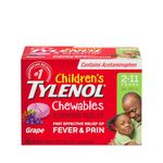 Tylenol Children's Chewables Fever and Pain Relief, Grape Flavour, 160 mg Acetaminophen, 20 Tablets, Toothache Pain Relief