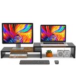 WESTREE Dual Monitor Stand - Monitor Stand Riser - 2 Shelf Computer Monitor Stand with Adjustable Length and Angle, Monitor Stands for 2 Monitors, Desktop Organizer Stand for PC, Computer, Laptop