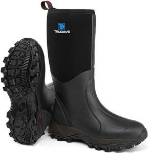 Trudave Rubber Boots for Men & Women, Waterproof Hunting Rain Boots, Anti-slip Outdoor Mud Boots for Working, Hunting, Fishing, Black, Size 5-14