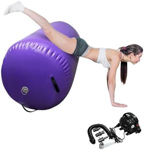 BYBAG Air Barrel Back Roller Inflatable Tumbling Mat with Electric Pump,Tumble Track Gymnastic Equipment Exercise Mats for Home Use,Gym Training,Cheer leading,Yoga (Purple, 90 * 120)