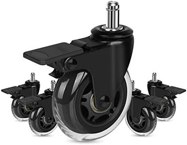 Hirate Office Chair Casters with Brake, 3" Heavy Duty Swivel Lockable Caster Rolling Safe for Hardwood, Tile & Carpet Fit Most Chairs 7/16" x 7/8", Set of 5