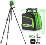 Huepar 360° Laser Level with Tripod 60in, 82Ft - 165Ft Self Leveling Laser Level with Pulse Mode, 3 Brightness Levels Rechargeable Li-ion Battery Green Line Laser Leveler Tool for DIY Project
