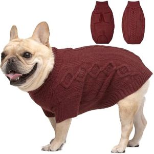 Dog Sweater XL, Large Breed Dog Sweater Girl Boy, Christmas Dog Outfits, Dog Thanksgiving Sweater, Cable Knit Dog Sweater with Leash Hole, Holiday Dog Sweaters for Large Dogs Beagle, Corgi, Red XL