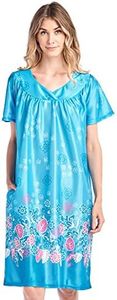 Casual Nights Women's Short Sleeve Muumuu Lounger Dress - Teal - Small