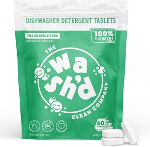 Wash'd 100% Plastic-Free Dishwasher Detergent Tablets | 2x Enzymes Cleaning