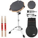 AKLOT Practice Pad Set 12" Silica gel Pads Drum for Adult Kids with Snare Drum Stand,Double Sided,Drumsticks,Bag