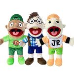 Ycxydr 3pcs Jeffy Puppet Plush Toy Doll, Jeffy Hand Puppet Doll, Jeffy Feebee Puppet Plush SML Toy, Soft Stuffed Hand Puppets Prank Plush Toy, Cute Prank Plush Doll Toy For Kids Party Role-Playing