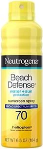 Neutrogena Beach Defense Spray Sunscreen with Broad Spectrum SPF 70, Fast Absorbing Sunscreen Body Spray Mist, Water-Resistant UVA/UVB Sun Protection, Oxybenzone Free, 6.5 oz