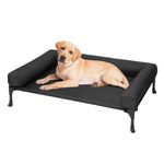 veehoo Elevated Dog Bed with Removable Bolster, Dog Bed Sofa Couch Elevated Dog Bed Portable Raised Pet Cot with Washable Mesh, No-Slip Feet Dog Sofa Bed for Indoor and Outdoor, 107 x 76 x 18cm