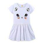 Mud Kingdom Little Girls Dresses Short Sleeve Summer Kitten Size 5 White